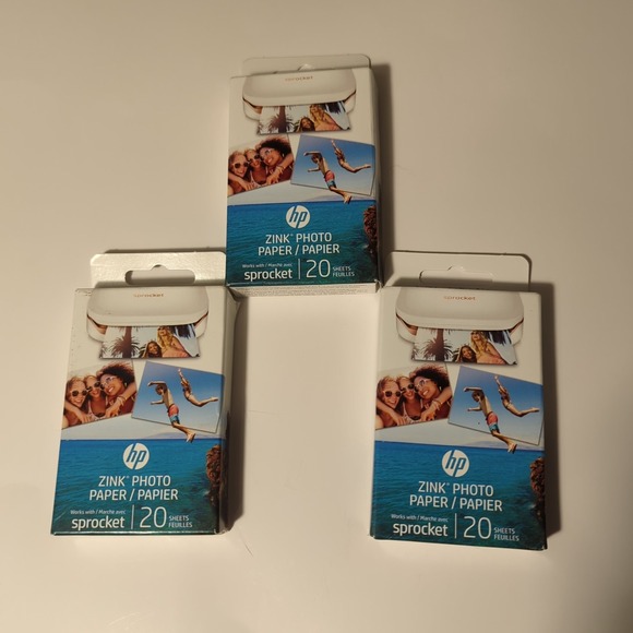 HP ZINK Photo Paper 2" x 3" Snapshots Sticky Back 3 PACKS 20 Sheets Per 1AH01A - Picture 1 of 5